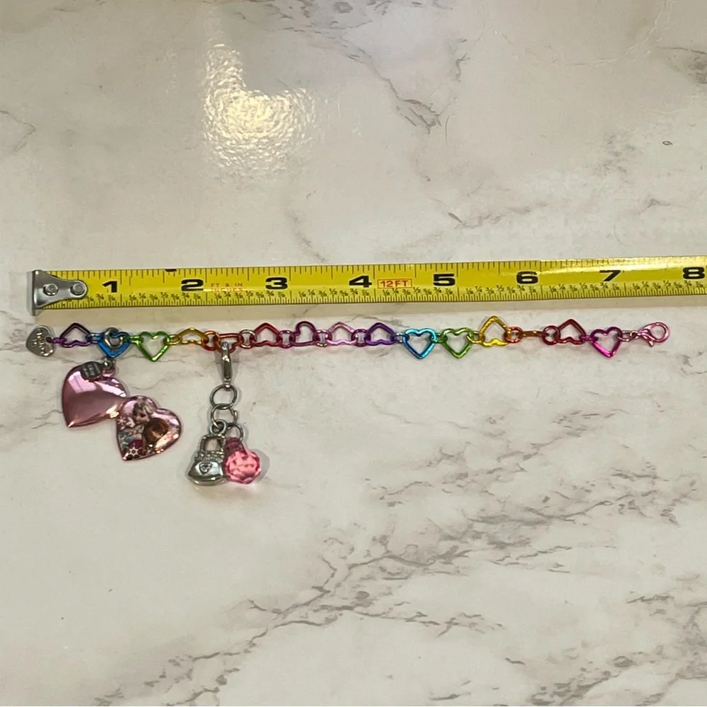 Charm It! Rainbow Heart Chain Link Bracelet + Disney Frozen Locket & Bag  Charms
